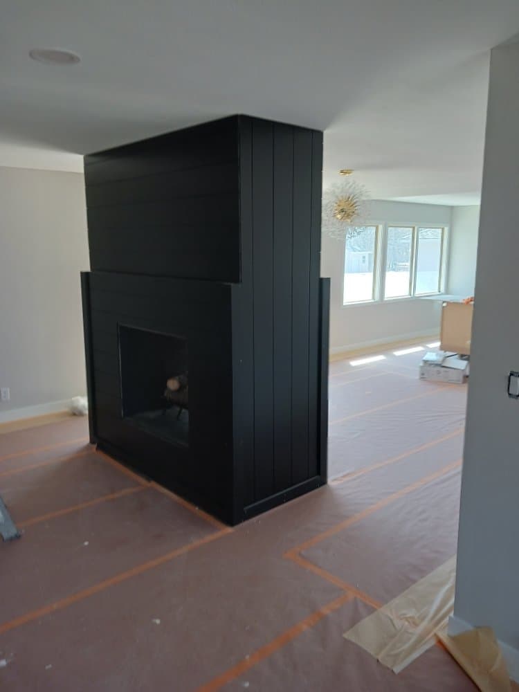 Fireplace surround painted black